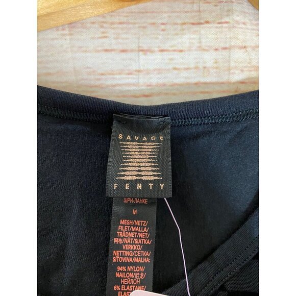 NWT Savage X Fenty Women's Black Mesh Printed Sleeveless Tank - Medium - Picture 12 of 13